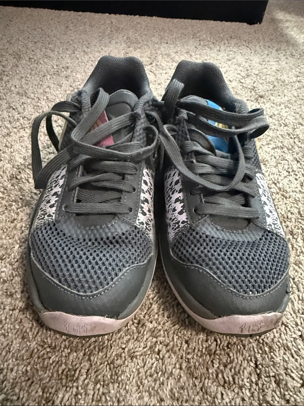 Nike Kids Grey Sneakers with Pink & Blue Accents